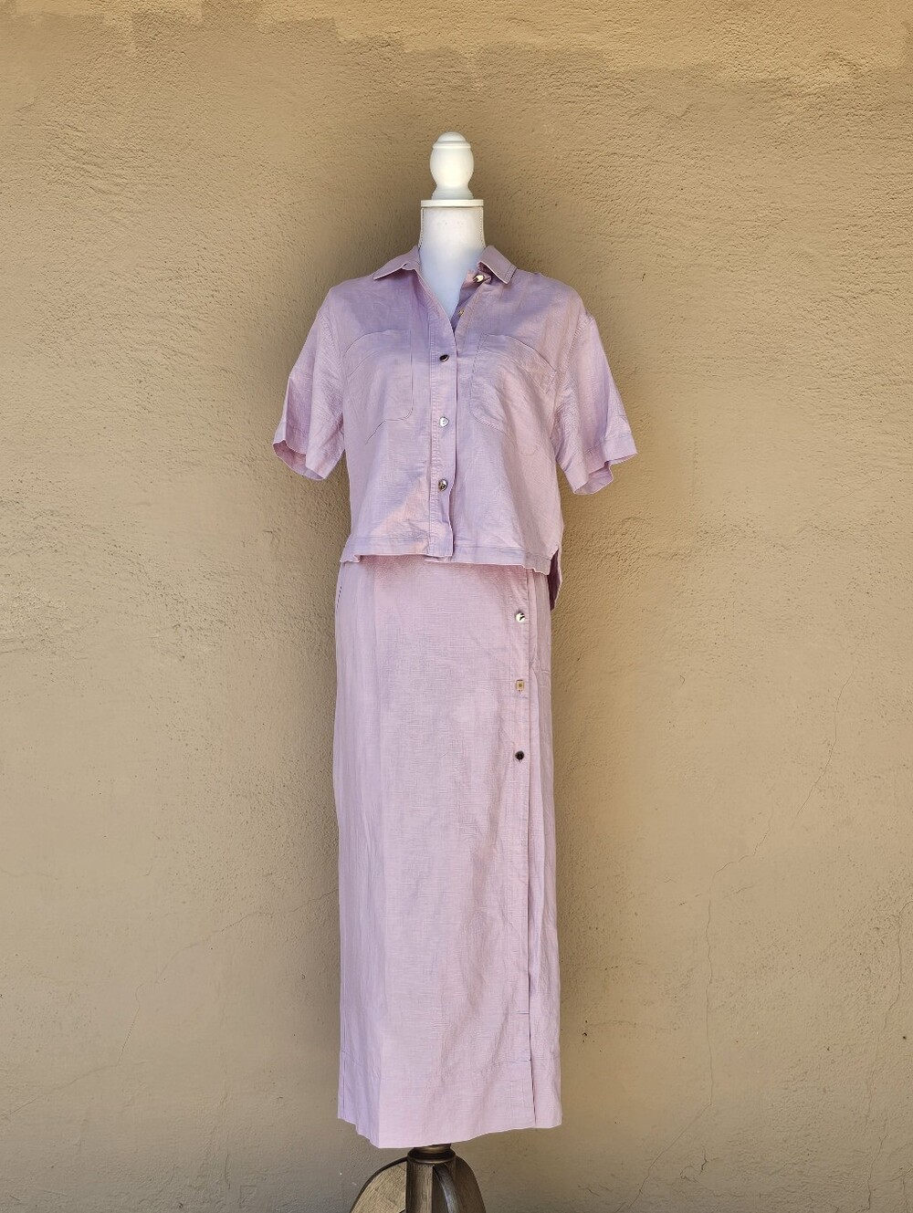 Madewell X Lisa Says Gah! Subtle Lilac Cotton/Linen Blend Maxi Set Sz Small